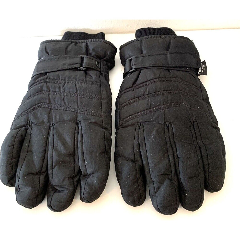 Men’s Black Leather Winter Gloves - THINSULATE 40g Insulation, Size Medium